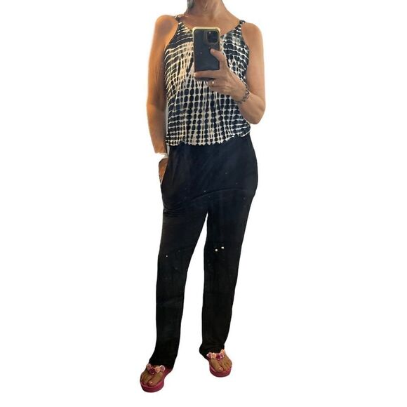 Venus Tie Dye black pockets jumpsuit.Size S - Picture 2 of 15